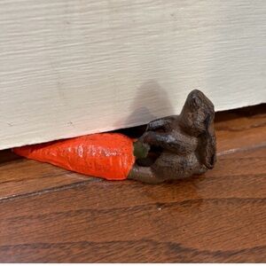 Decorative Brown and Orange Door Stopper Wedge Rabbit Carrot